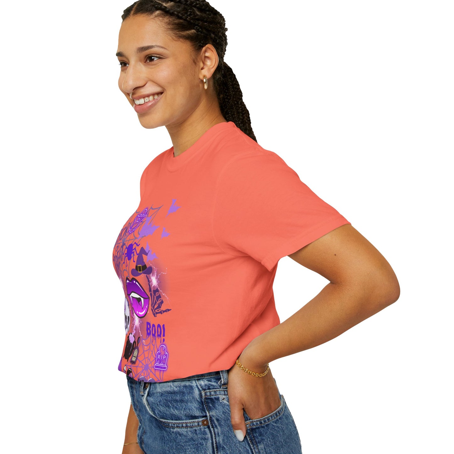 Spooky Purple Vibes Halloween Graphic T-Shirt, Fun Unisex Tee for Spooky Season, Trick or Treat, Boo! Shirt, Halloween Party Wear, Gift Idea