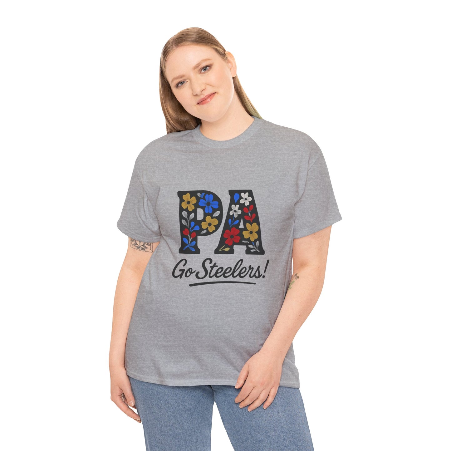 Sports Fan Tee - Floral PA Go Steelers Unisex Heavy Cotton Tee
