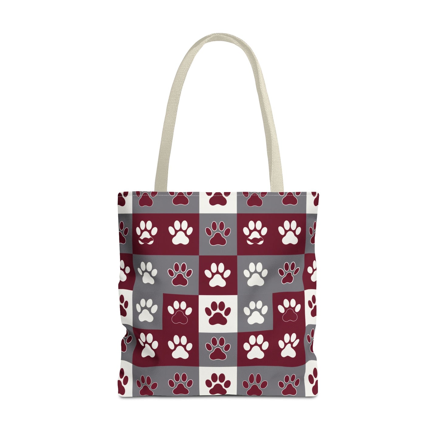 MS Bulldog Tote Bag - AOP, Paw Print Design, Reusable Shopping Bag, Mississippi Bulldog Fan, Animal Lover Accessory