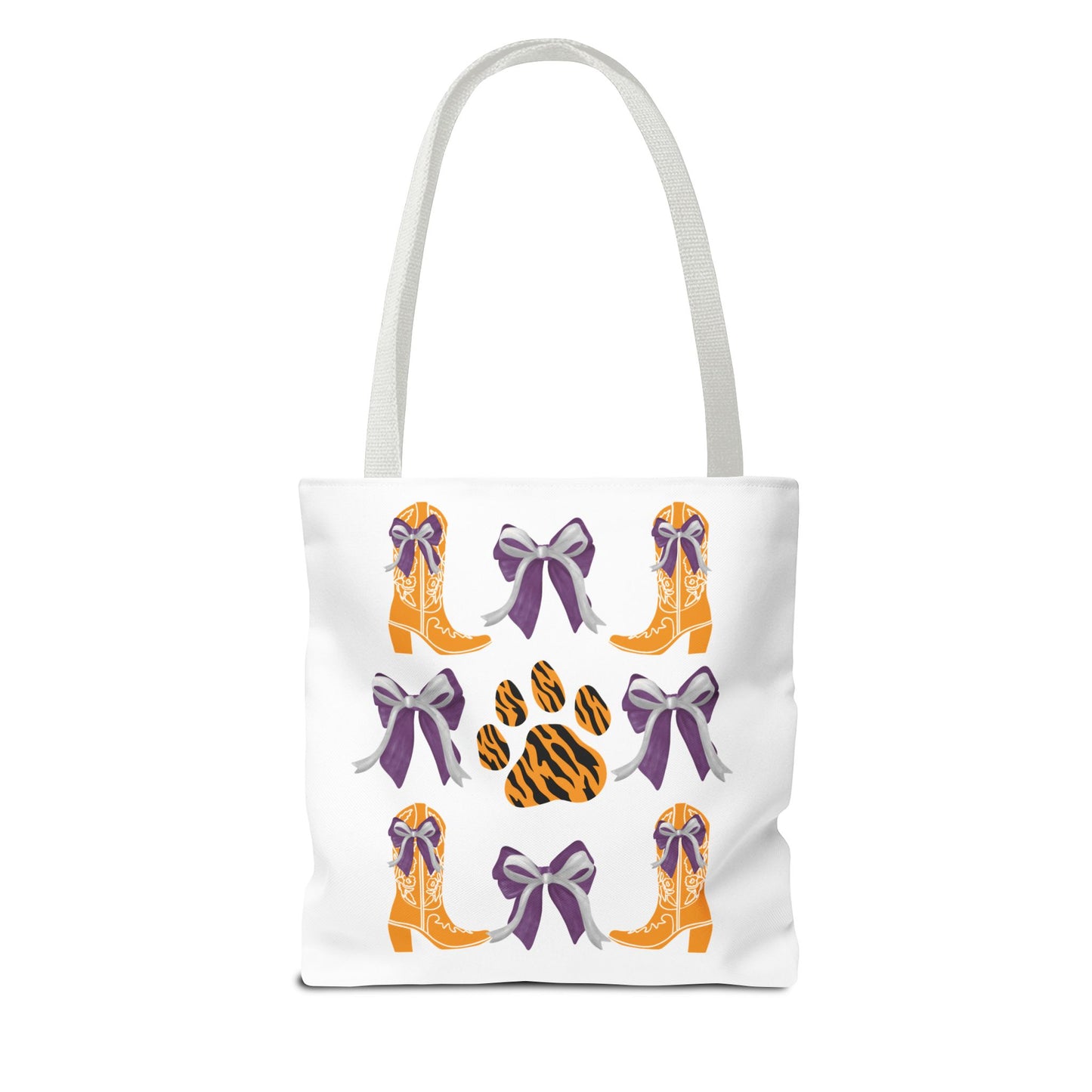 SC Clemson Coquette Bow Tiger Print Tote Bag, Go Tigers, SC Game Day, Clemson, SC, College Student Gift, Graduation Gift, SC Tigers Fan, Clemson Alumni