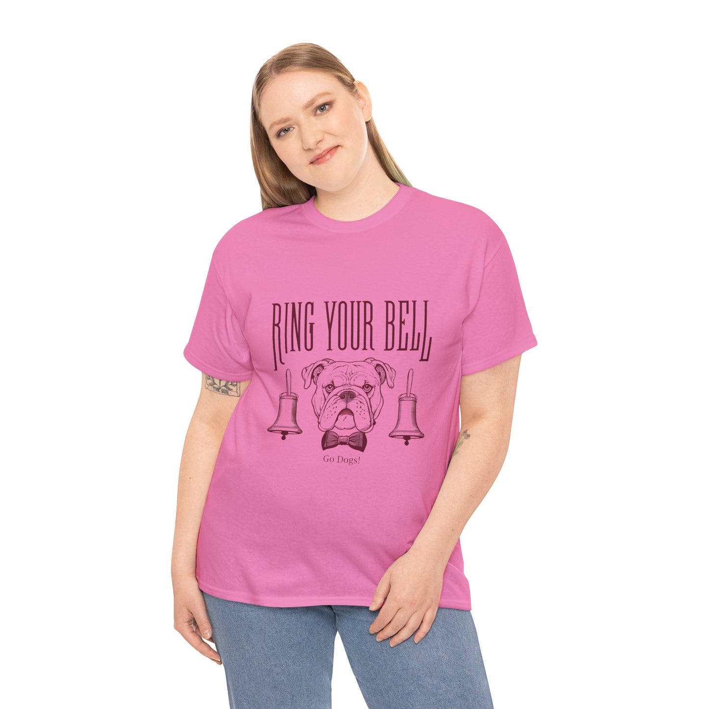 Dog Lover's Unisex Heavy Cotton Tee | 'Ring Your Bell' Shirt, Bulldog Tee, Pet Owner Gift, Funny Dog Apparel, Casual Wear