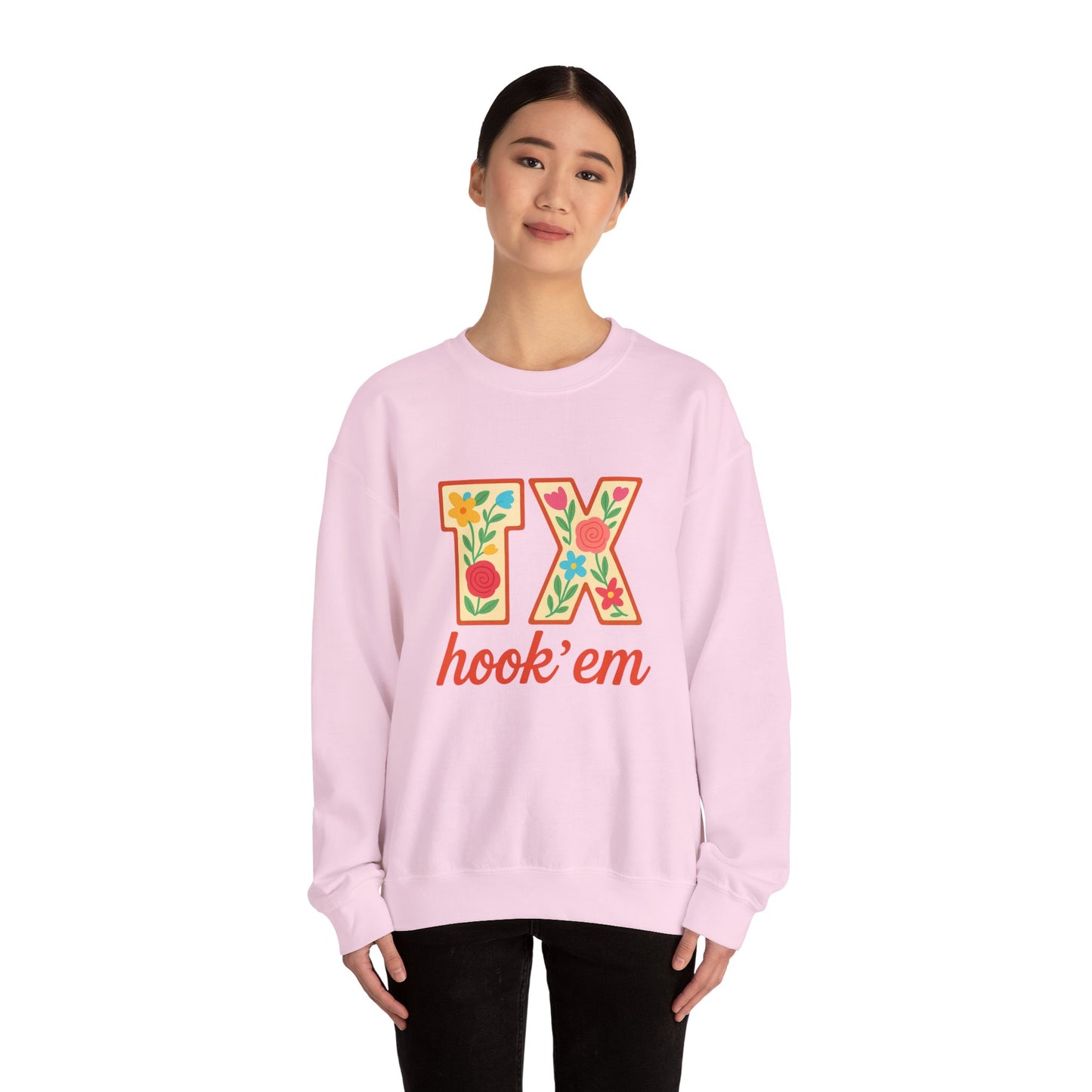 TX Hook'em Unisex Crewneck Sweatshirt | Cozy Texas Pride Apparel, Perfect for Game Day, Casual Outfits, Gifting