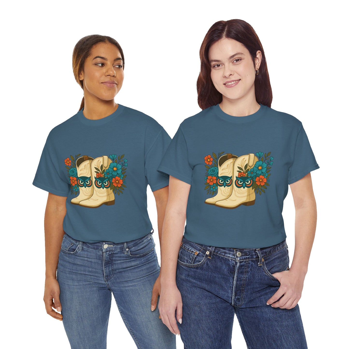Floral Cowboy Boots Tee, Perfect for Country Music Lovers, Western Style Gift, Casual Outfit, Boho Fashion, Farmhouse Decor