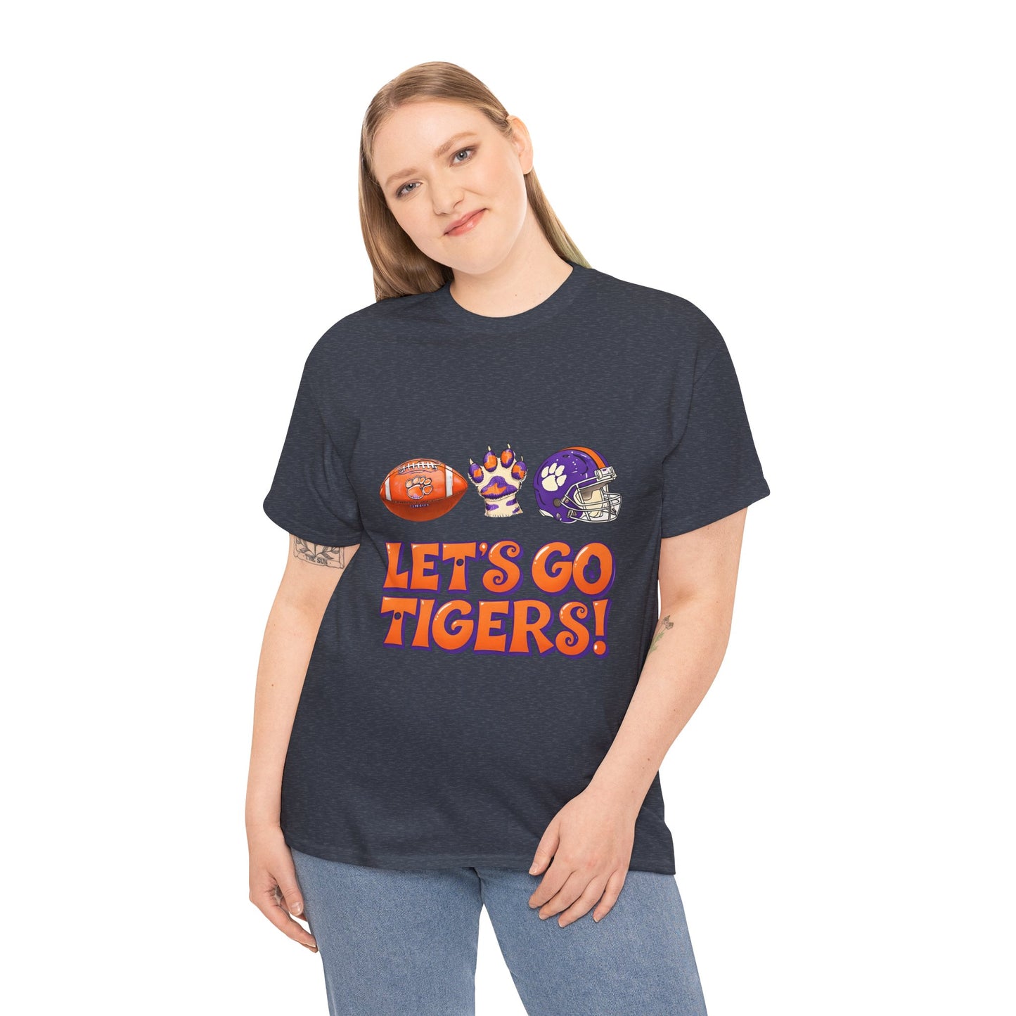 Unisex Heavy Cotton Tee - Let's Go Tigers! Sports Fan Tee, Game Day Shirt, Tailgate Apparel, Team Pride Top, College Football Gear