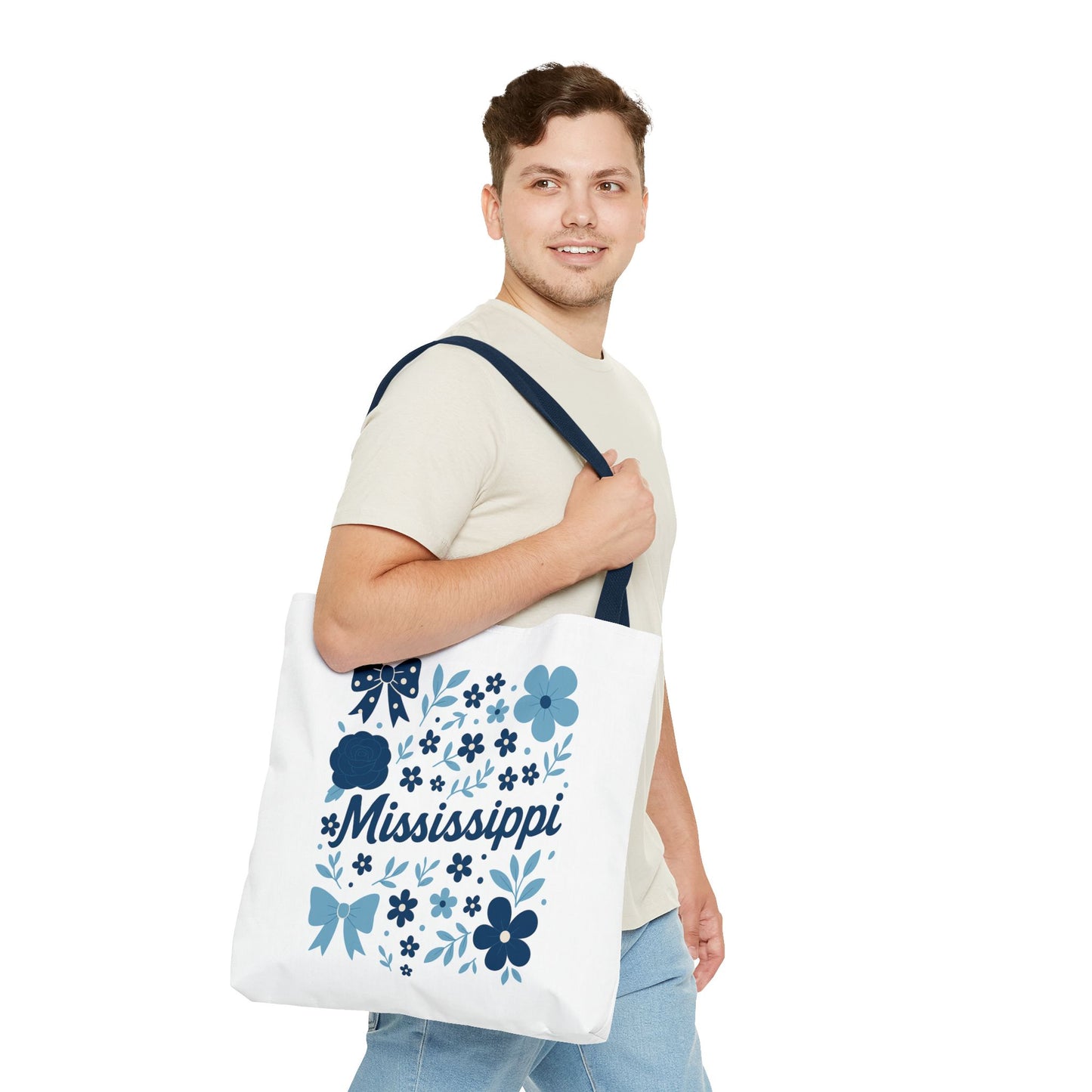 Floral Mississippi Tote Bag | Eco-Friendly Shopping Bag, Beach Tote, Gift for Her, Travel Companion, Custom Flower Design