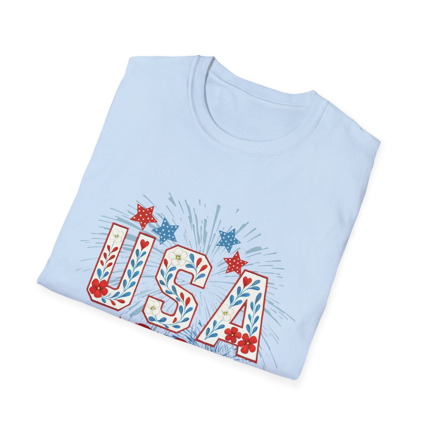 Patriotic USA Fireworks T-Shirt, 4th of July Tee, Unisex Graphic Shirt, Independence Day Apparel, Stars and Stripes Clothing