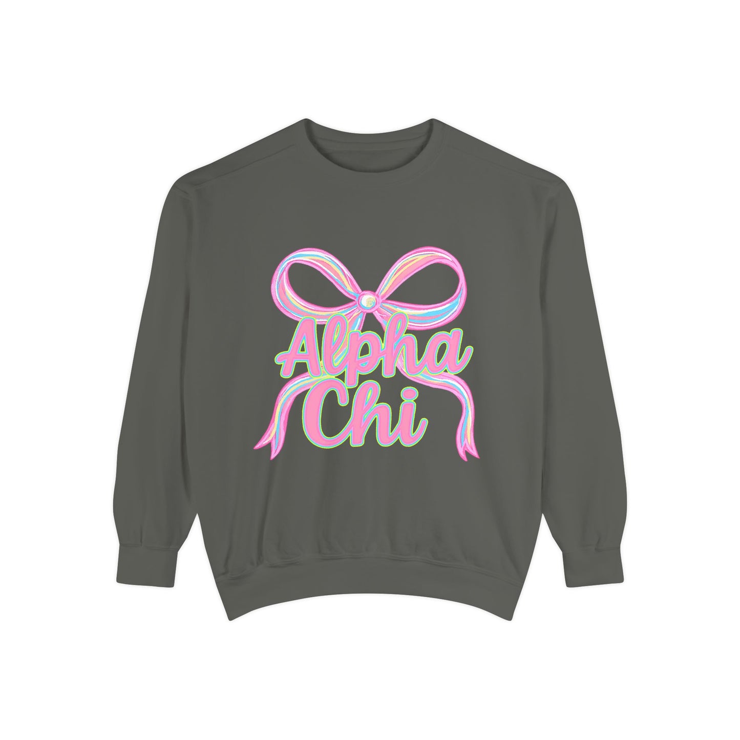 AlphaChi Garment-Dyed Sweatshirt, Sorority Sweatshirt, Personalized Gift, College Apparel, Comfortable Crewneck, Trendy Fashion
