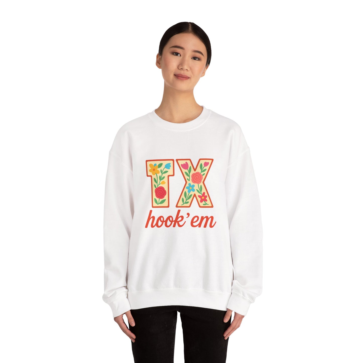 TX Hook'em Unisex Crewneck Sweatshirt | Cozy Texas Pride Apparel, Perfect for Game Day, Casual Outfits, Gifting