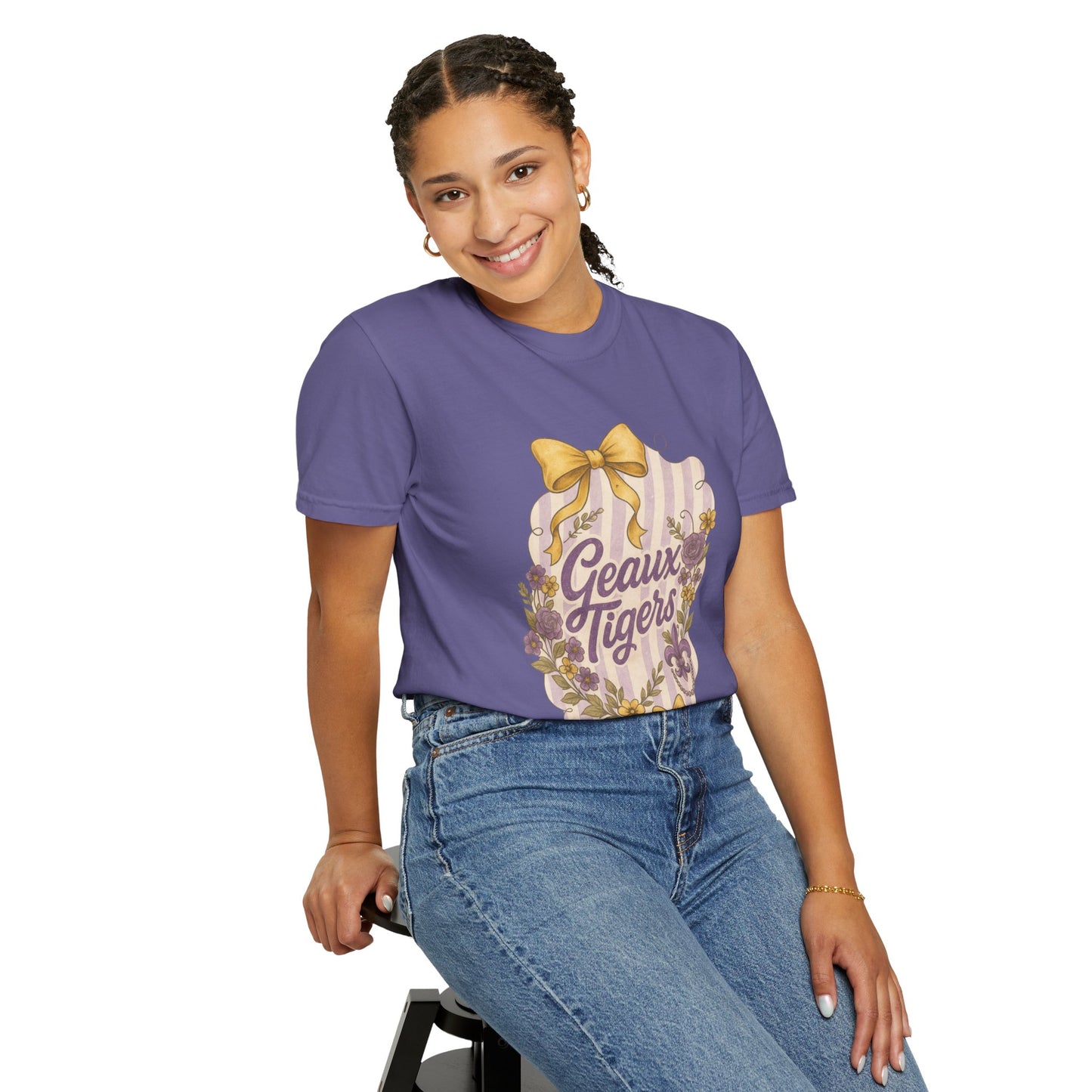 Geaux Tigers Floral T-Shirt, Unisex Casual Tee, Game Day Apparel, Spring Outfit, LSU Fan Gear