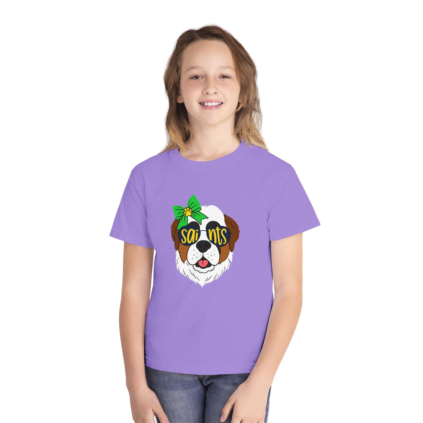 Saints Dog Youth Tee, Cute Puppy T-Shirt, Pet Lover Gift, Casual Wear, Birthday, Family Reunion, Dog Show