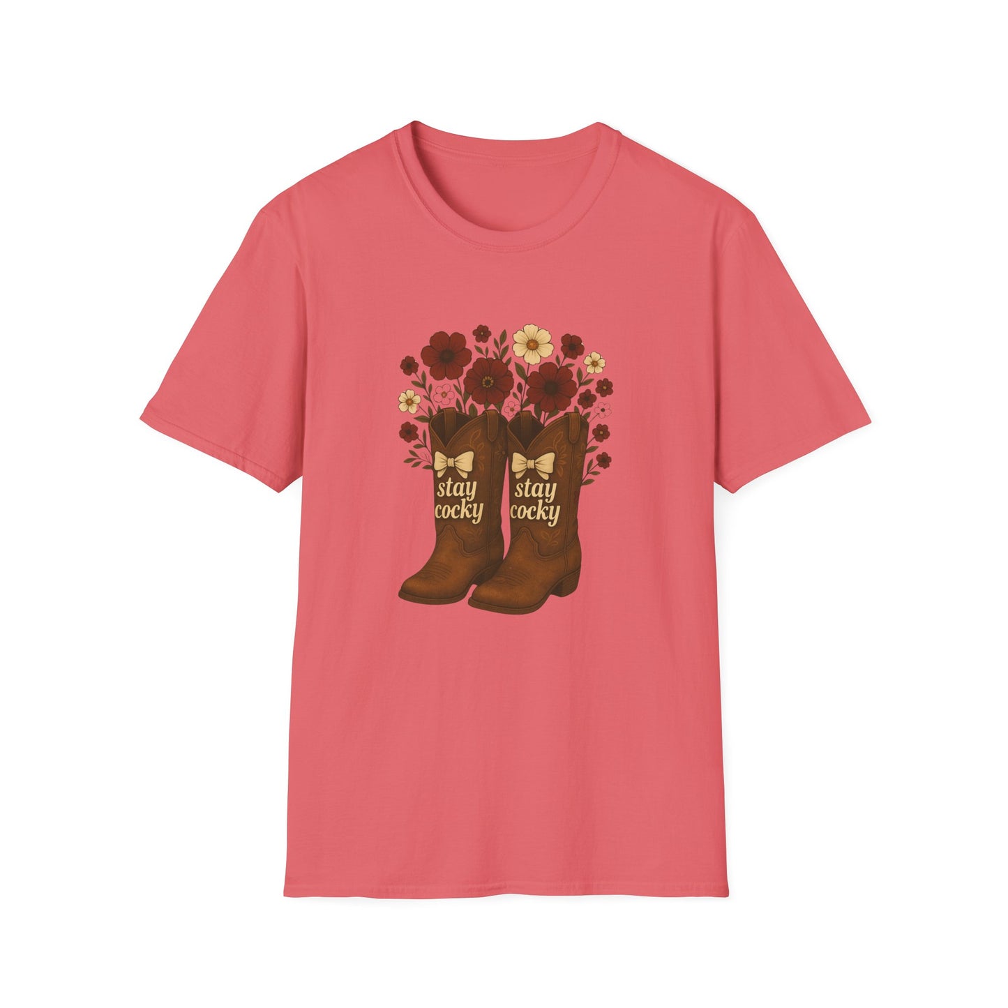 Sc stay cocky coquette t-shirt, Lucky Cowboy Boots T-Shirt, Country Style Tee, Floral Graphic Shirt, Gift for sc fan, go gamecocks, sc game day, graduation gift, college student gift
