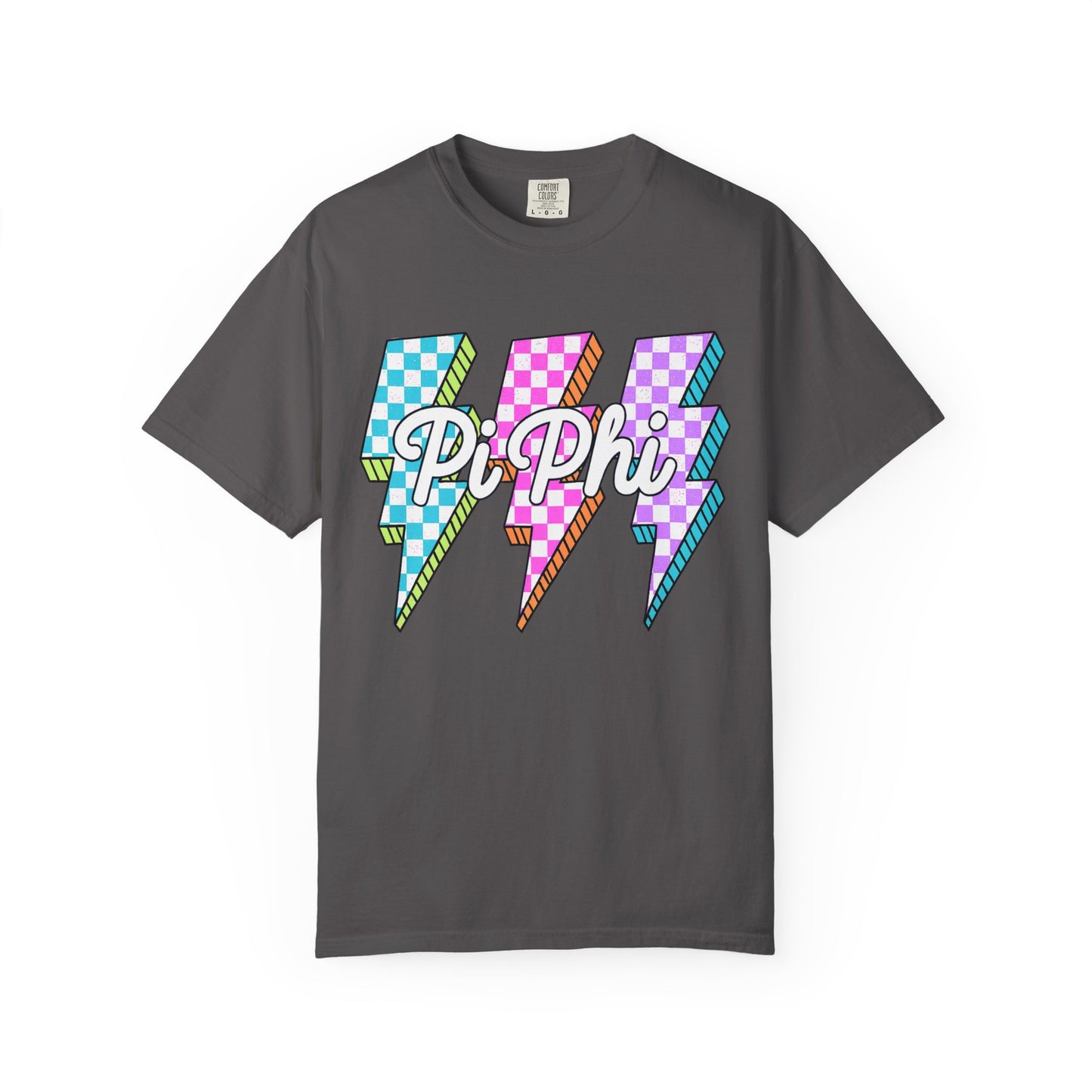PB Phi Lightning Bolt Unisex T-shirt | Vibrant Greek Life Apparel, Unique Gift for Sorority Sisters, Casual Wear, Celebrating Sisterhood