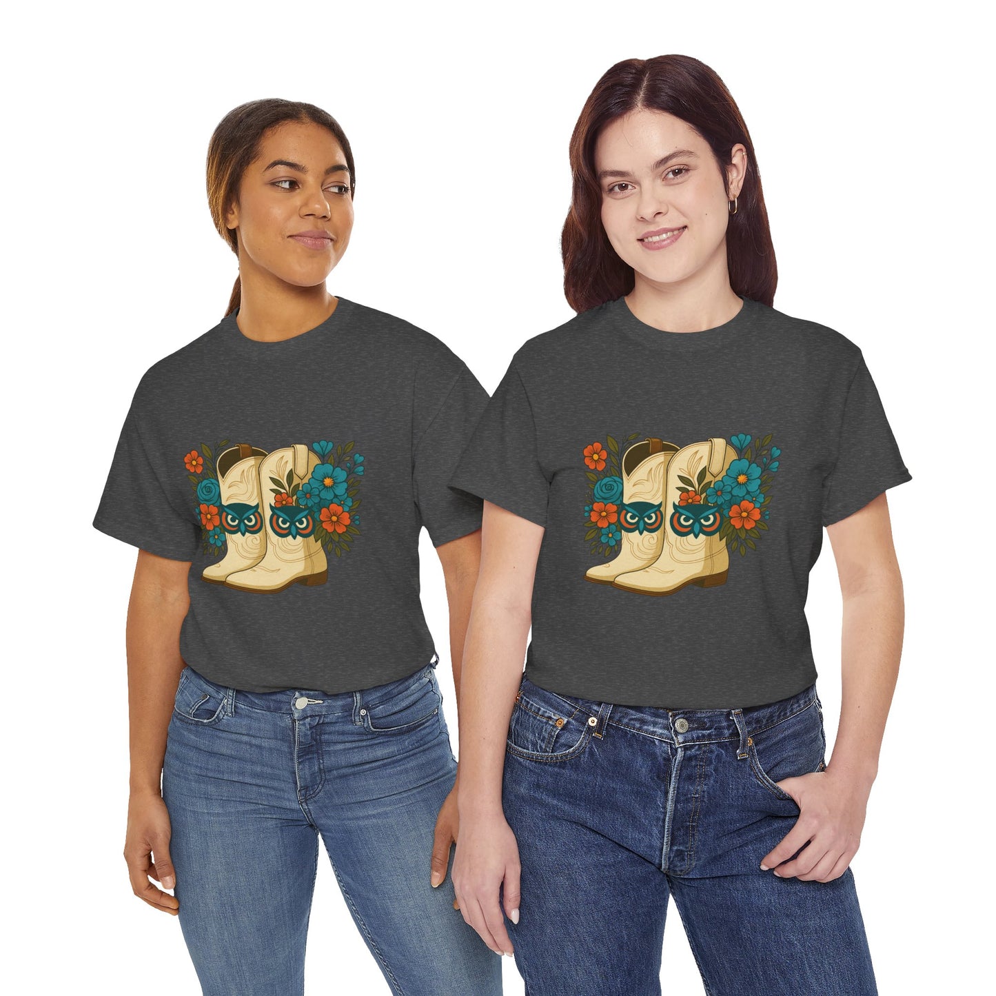 Floral Cowboy Boots Tee, Perfect for Country Music Lovers, Western Style Gift, Casual Outfit, Boho Fashion, Farmhouse Decor