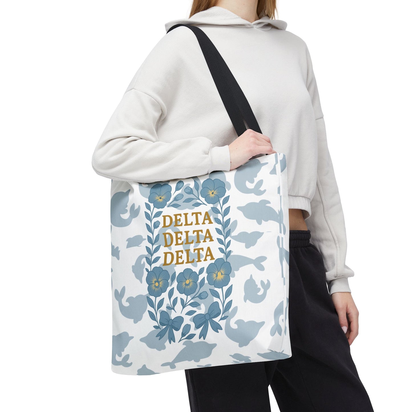 Delta Delta Delta Floral Tote Bag | Sorority Gift | Reusable Shopping Bag | Summer Accessory | Eco-Friendly Bag | Stylish Storage