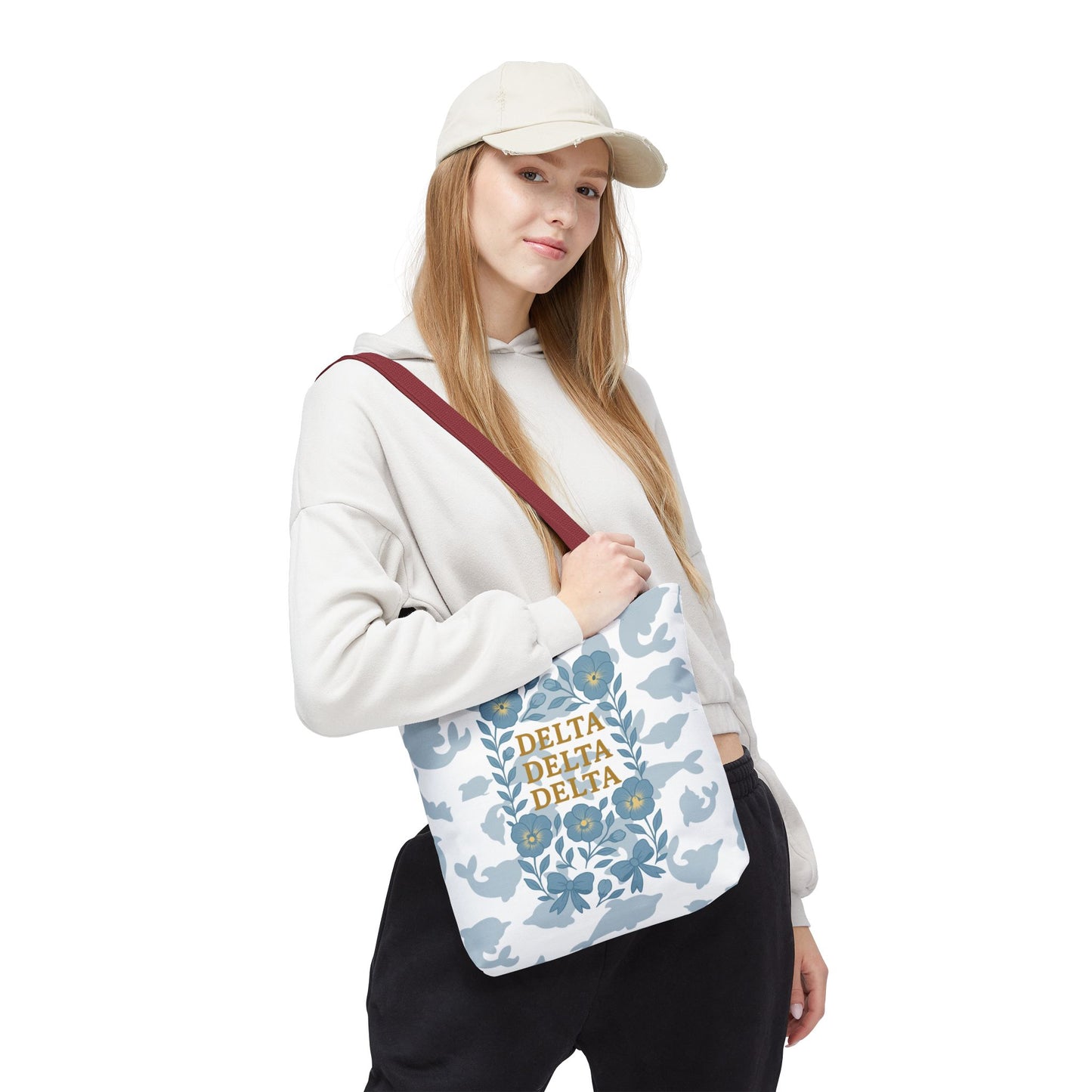 Delta Delta Delta Floral Tote Bag | Sorority Gift | Reusable Shopping Bag | Summer Accessory | Eco-Friendly Bag | Stylish Storage