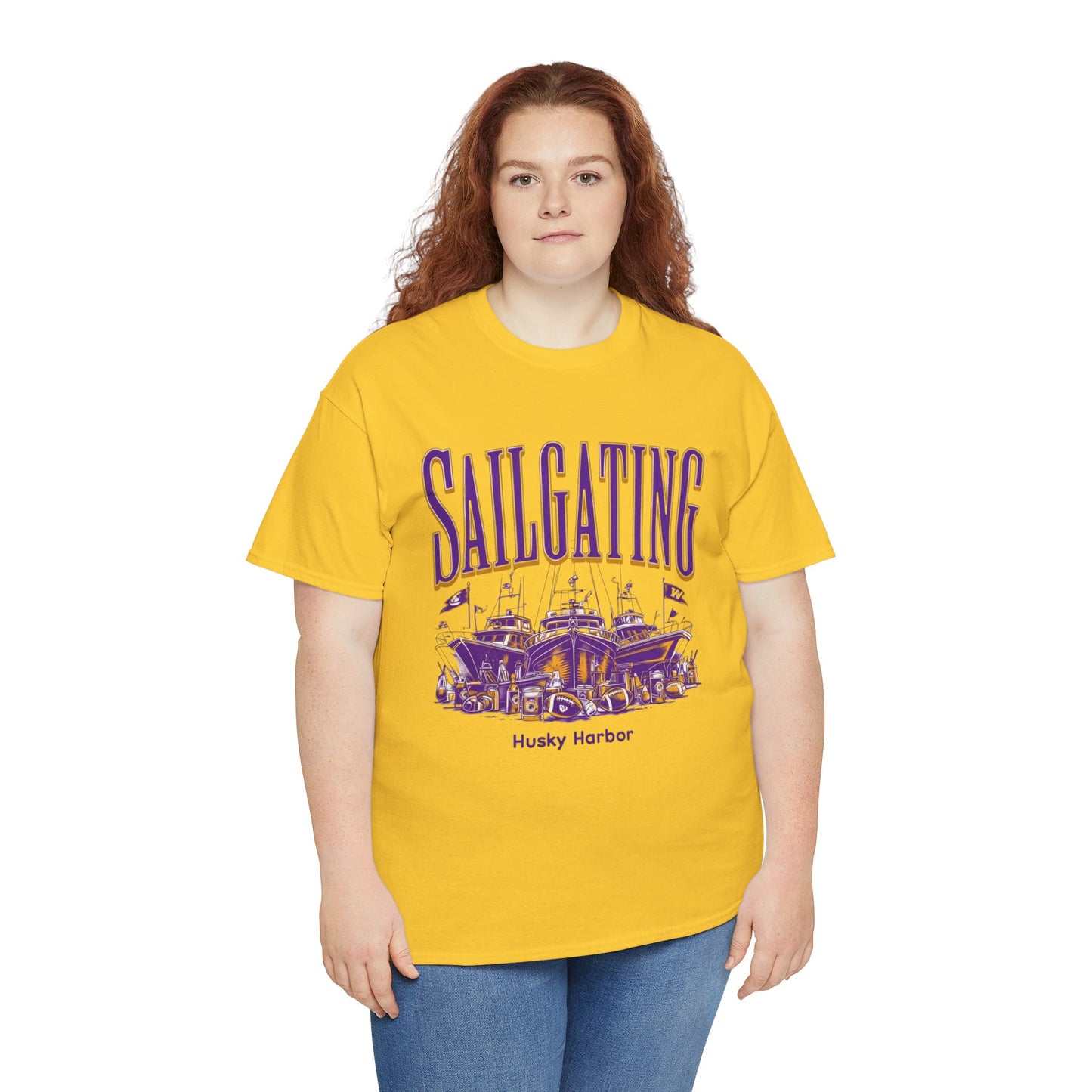 Sailgating Tee - Washington Huskies Unisex Heavy Cotton Shirt