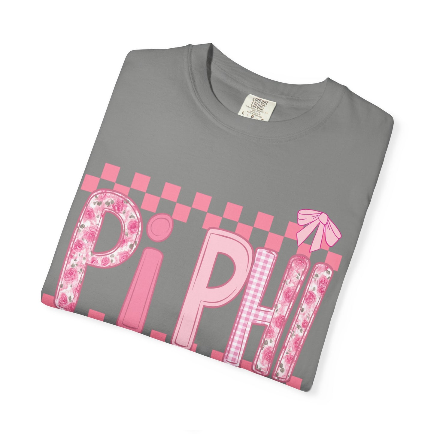 Cute Garment-Dyed T-Shirt for Sorority Sisters, Pi -Checked Style, Perfect for Casual Outings, Sorority Events, Gifts