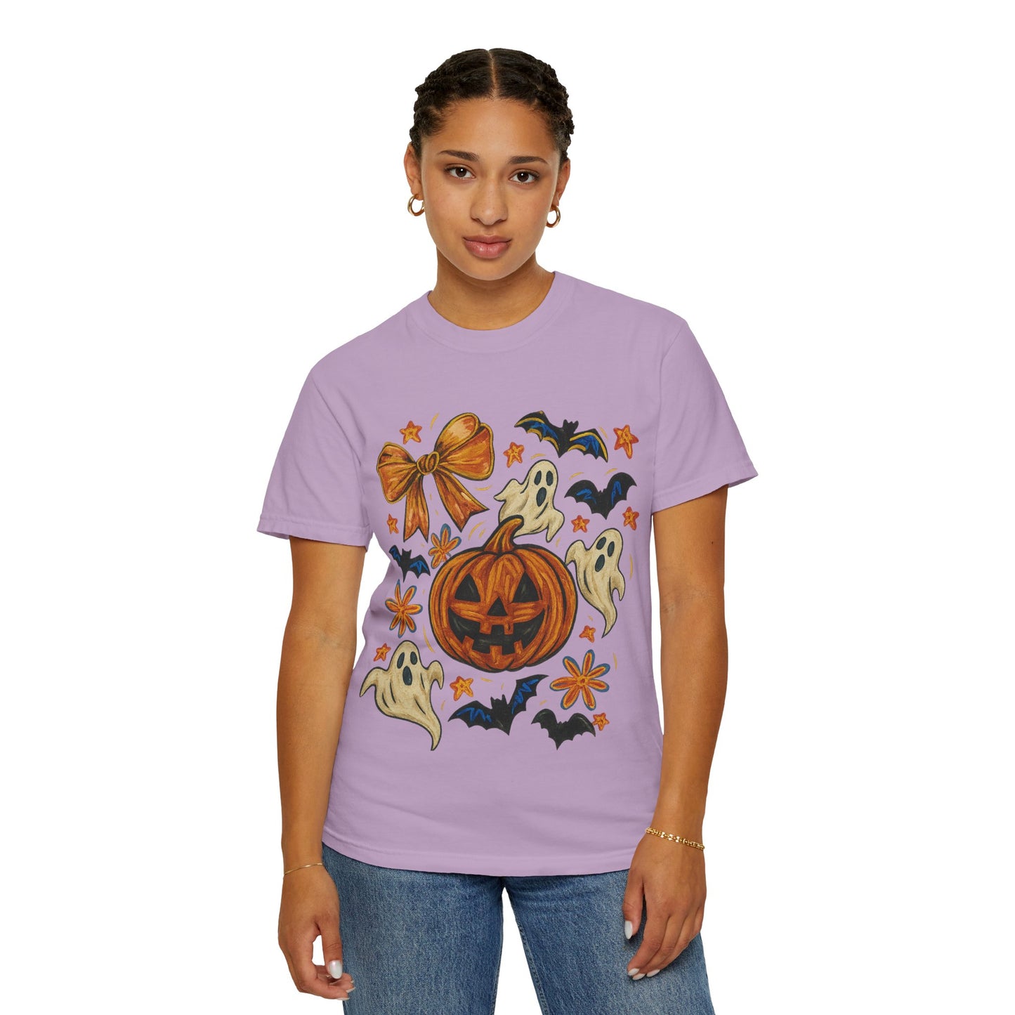 Halloween Ghost & Pumpkin T-shirt, Spooky Season Shirt, Fall Tee, Unisex Halloween Apparel, Ghostly Graphic Tee, Pumpkin Graphic Shirt