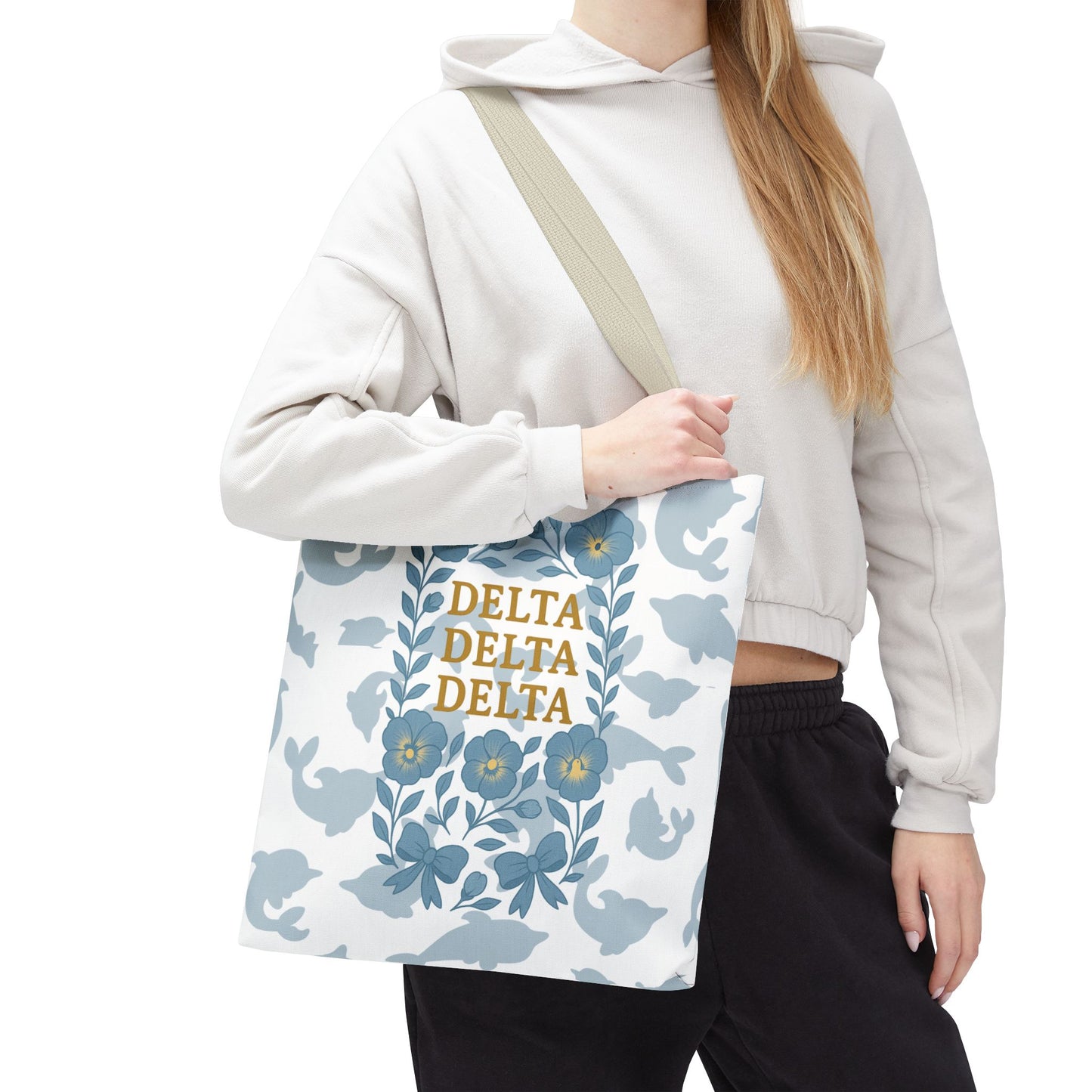 Delta Delta Delta Floral Tote Bag | Sorority Gift | Reusable Shopping Bag | Summer Accessory | Eco-Friendly Bag | Stylish Storage
