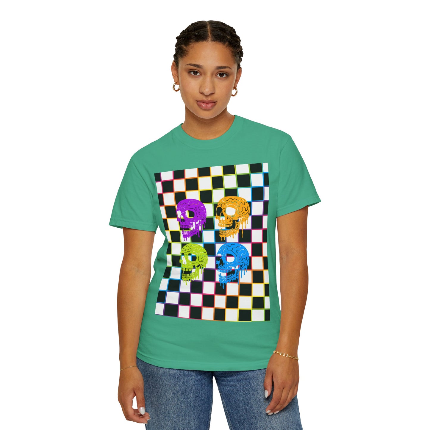 Vibrant Skull Graphic T-Shirt, Unisex Tee, Halloween Outfit, Alternative Fashion, Festival Wear, Casual Street Style
