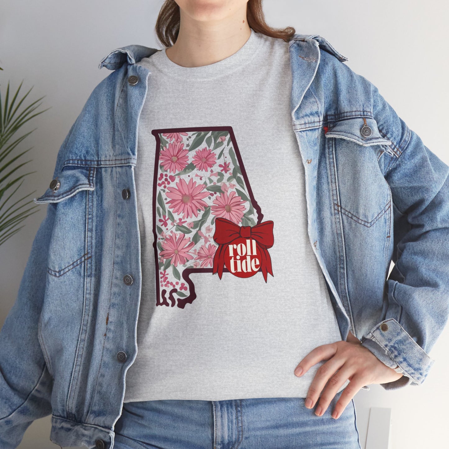 Floral Alabama Tee - Roll Tide Unisex Heavy Cotton T-Shirt, Casual Wear, Game Day Outfit, College Apparel, Southern Pride