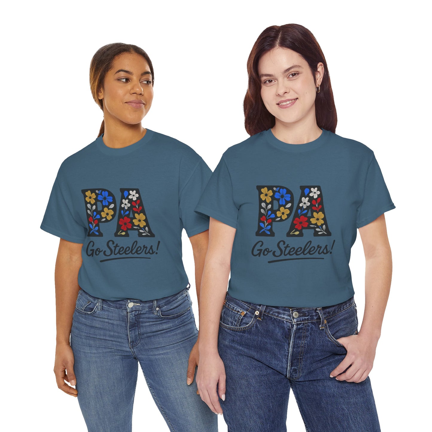 Sports Fan Tee - Floral PA Go Steelers Unisex Heavy Cotton Tee