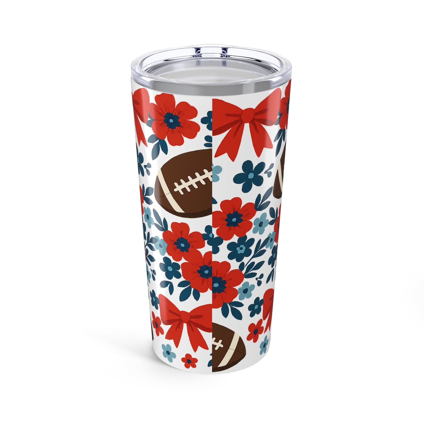 Floral Football Tumbler, 20oz Sports Cup, Gift for Fans, Spring Decor, Unique Barware, Tailgate Party, Tennessee Titans, Ole Miss Rebels