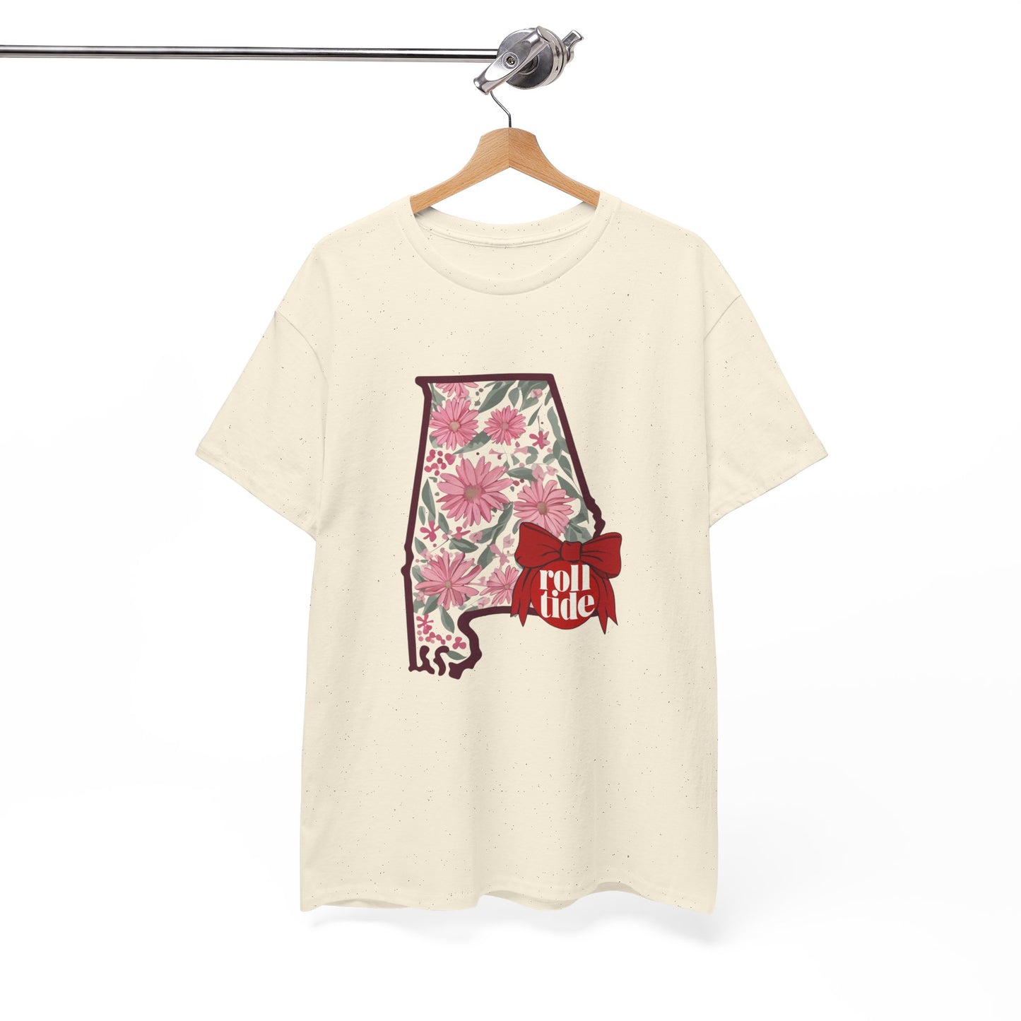 Floral Alabama Tee - Roll Tide Unisex Heavy Cotton T-Shirt, Casual Wear, Game Day Outfit, College Apparel, Southern Pride