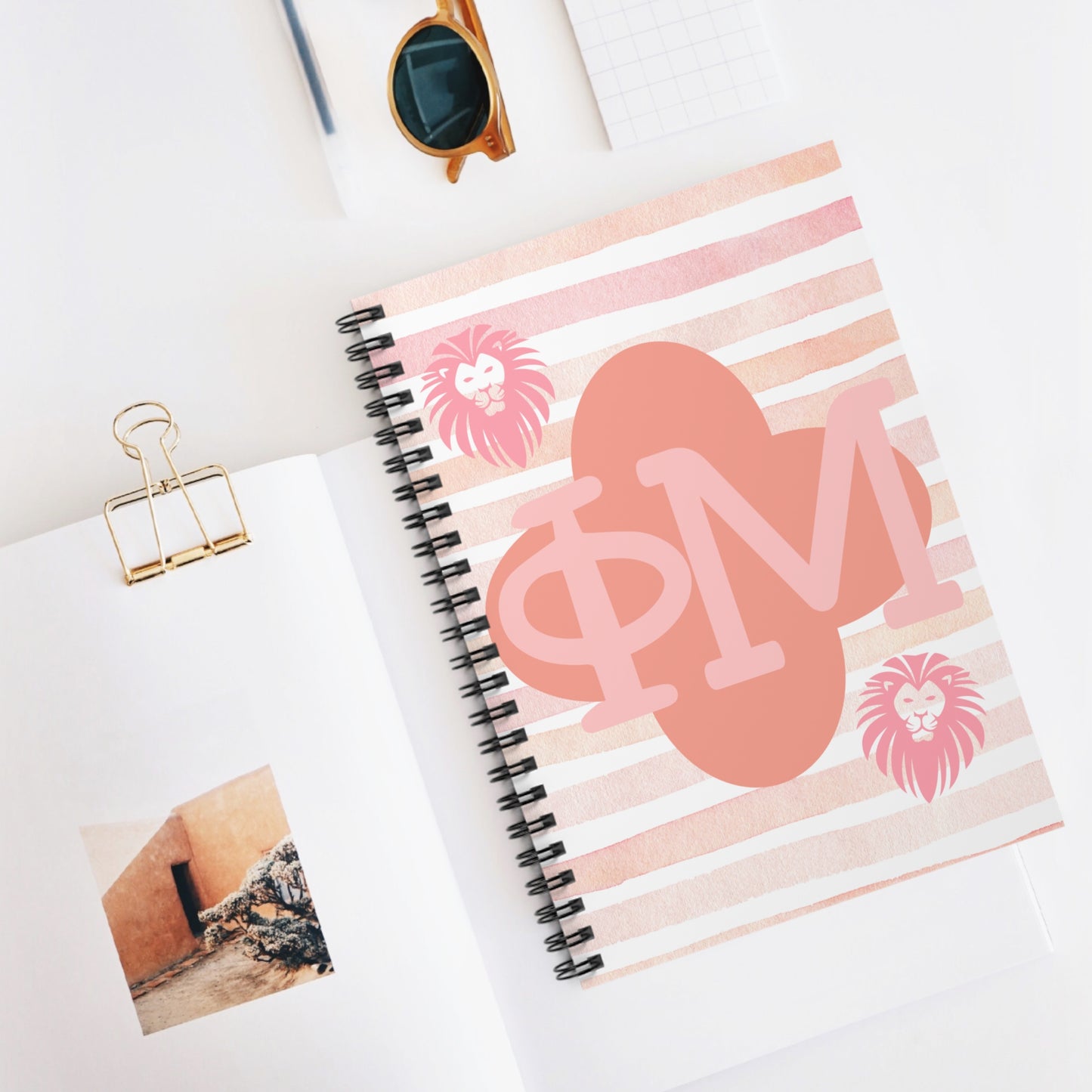 Spiral Notebook - Phi Mu Lion Design