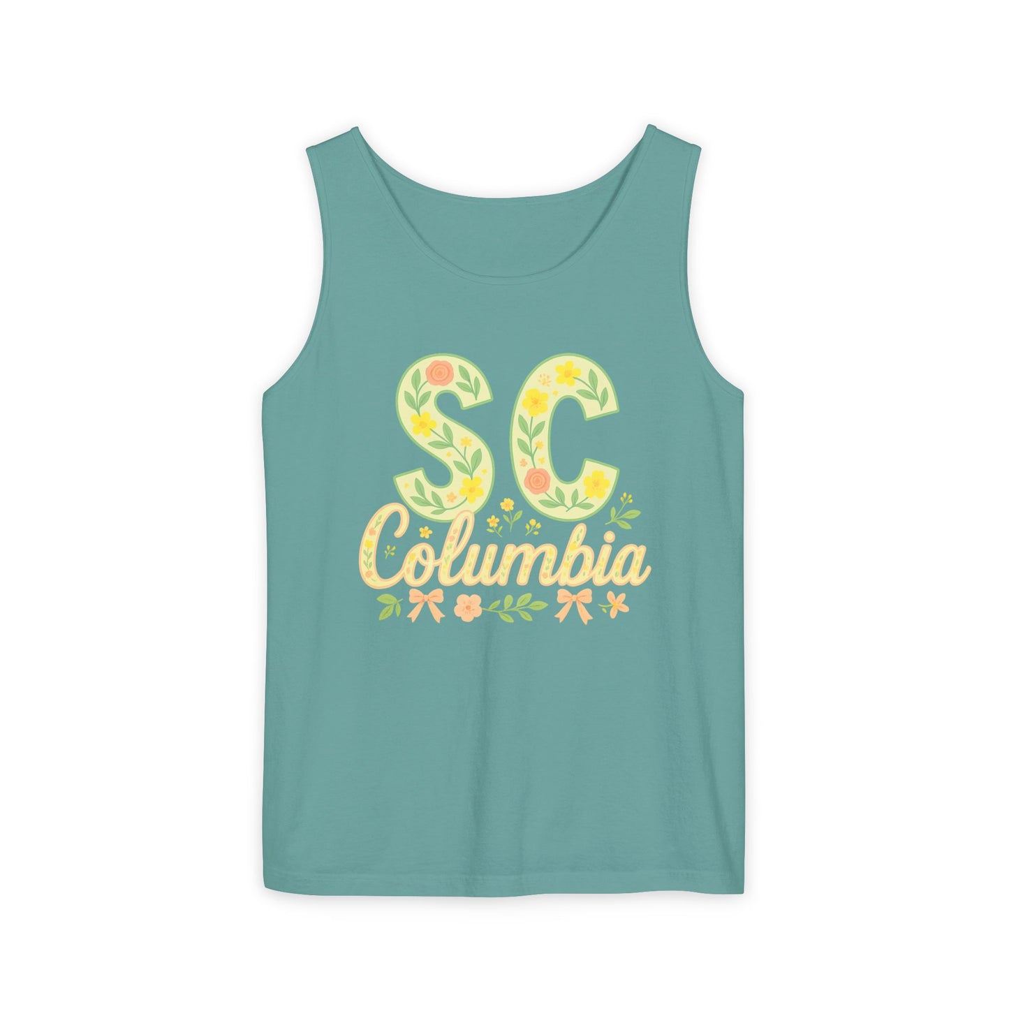 SC Columbia Floral Tank Top, Summer Tee, Beachwear, Vacation Clothes, Gift for Her, Casual Outfit, Comfort Colors, Graduation Gift