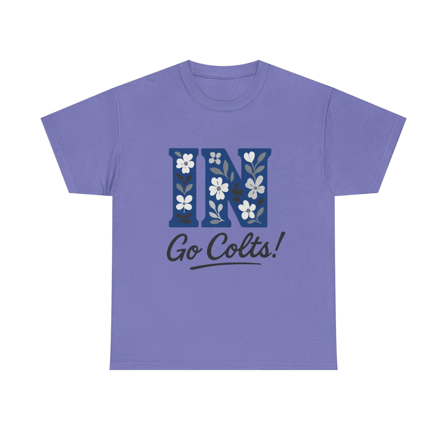 Floral Colts Tee | Unisex Heavy Cotton Tee for Sports Fans, Indiana Pride