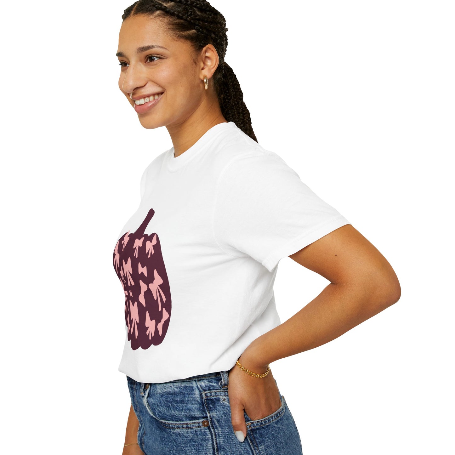 Pumpkin Bow Graphic Tee | Unisex Fall T-Shirt, Halloween Top, Cute Autumn Shirt, Gift for Her, Festival Wear