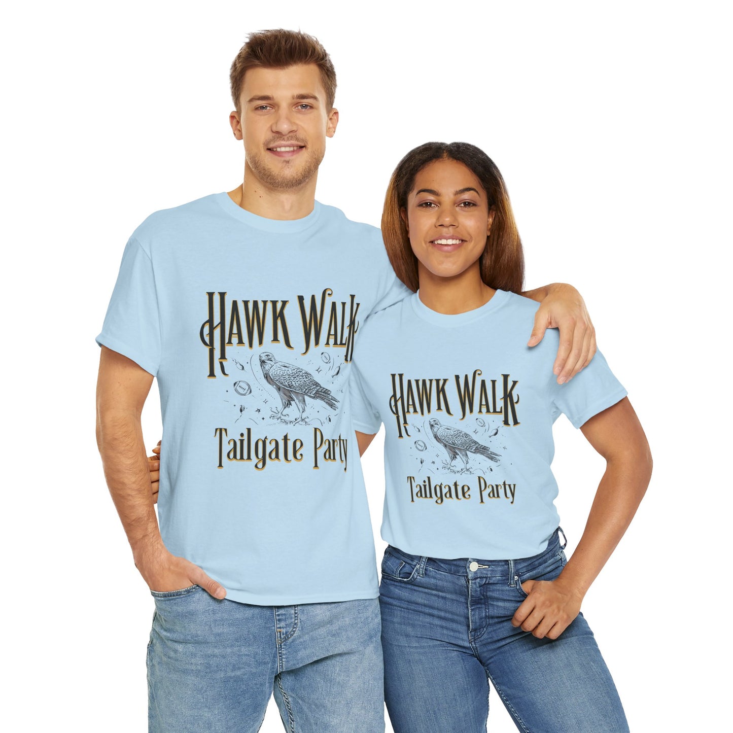 Hawk Walk Tailgate Tee, Unisex Cotton Shirt, Outdoor Event T-Shirt, Festival Wear, Bird Lover Gift, Sports Gathering Apparel