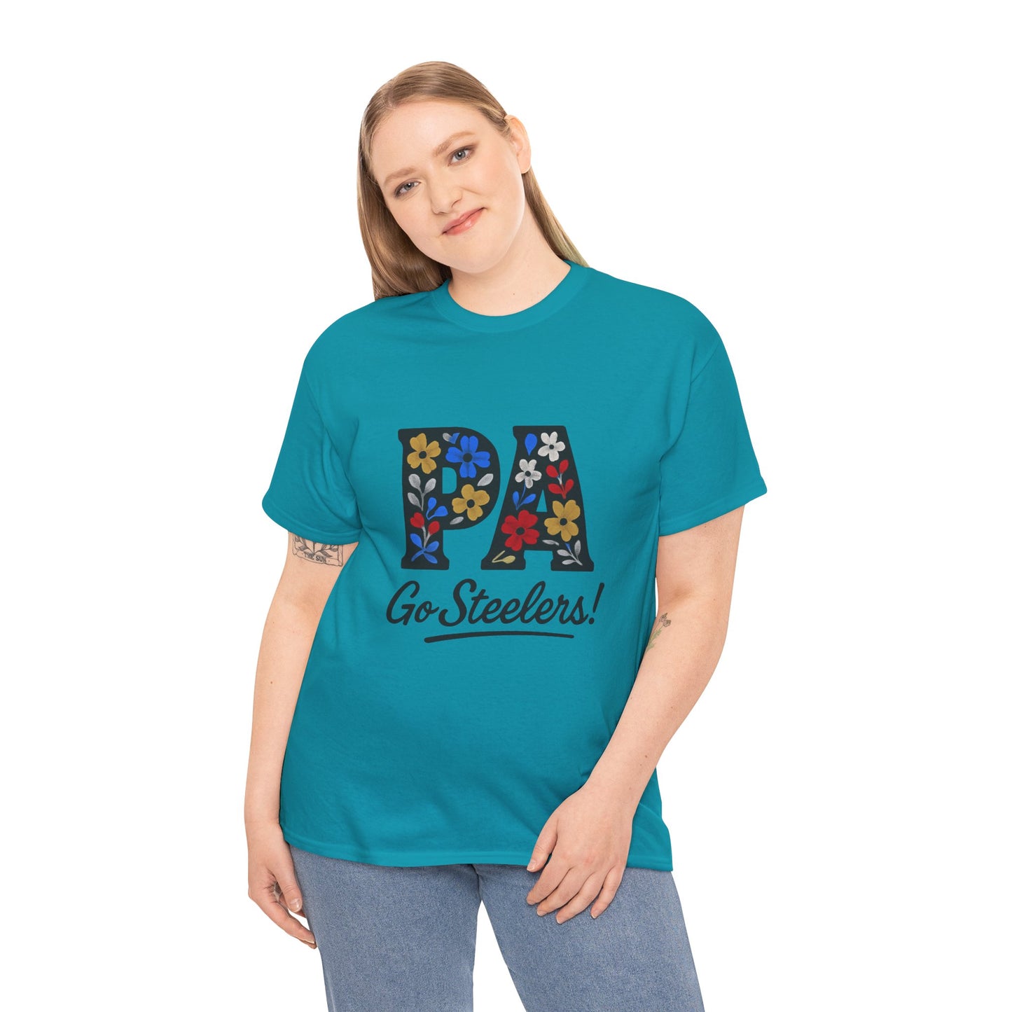 Sports Fan Tee - Floral PA Go Steelers Unisex Heavy Cotton Tee