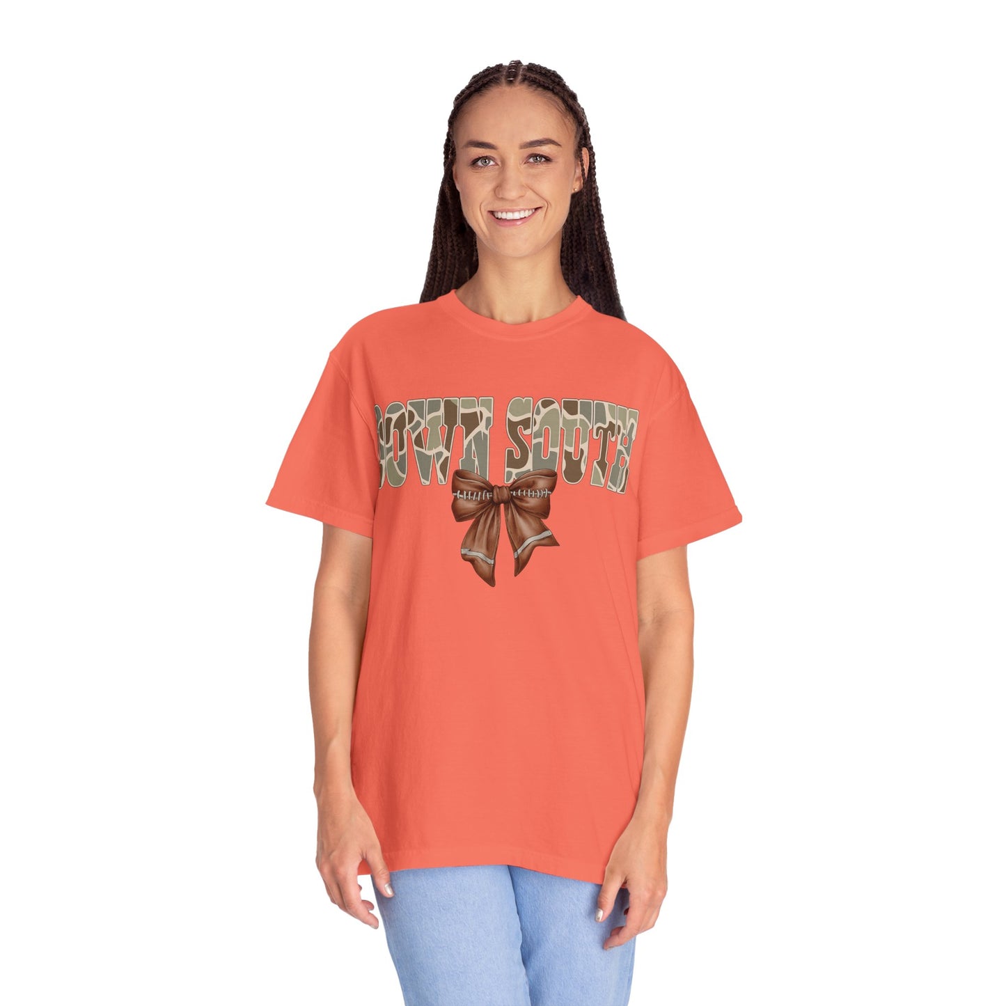 Camo Bow Graphic Tee - Trendy Apparel for Casual Outings and Birthdays