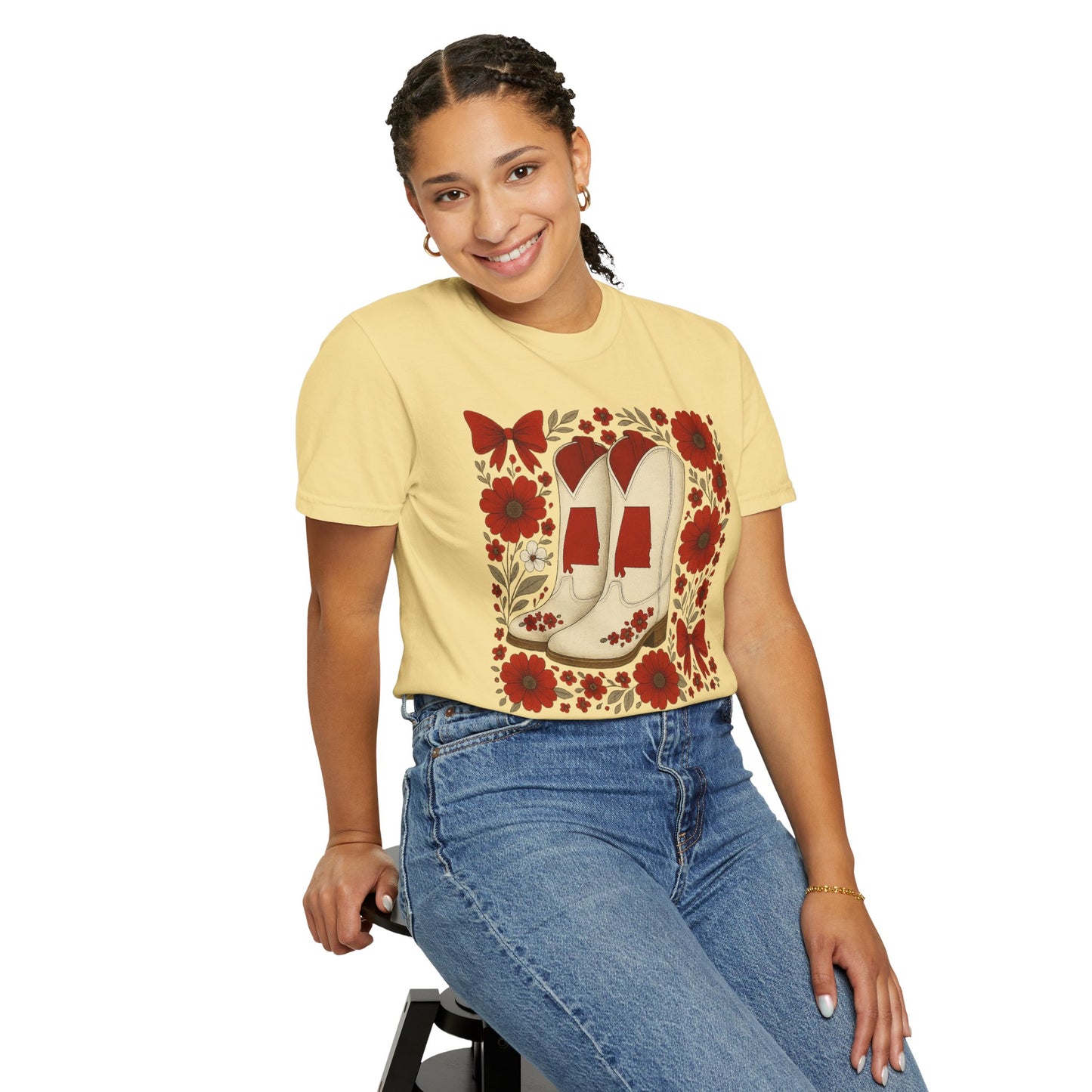 Vintage Cowboy Boots Floral Unisex T-shirt - Alabama Fan, Bama Game Day
