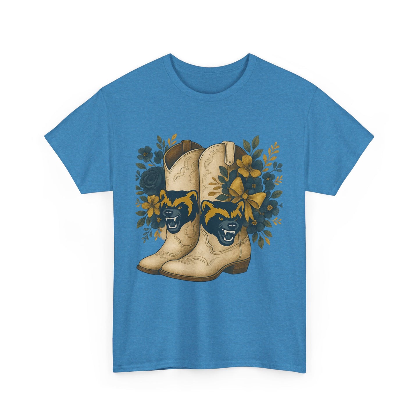 Graphic Tee - Michigan Wolverines Maize and Blue Country Chic Floral Cowboy Boots Vintage Style Shirt