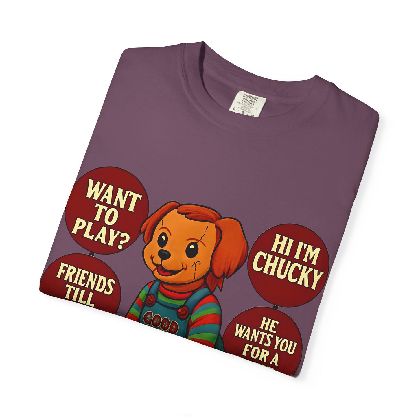 Spooky Graphic T-shirt, Halloween Costume Top, Unisex Tee, Funny Chucky Shirt, Gift for Horror Fans, Cute Spooky Apparel