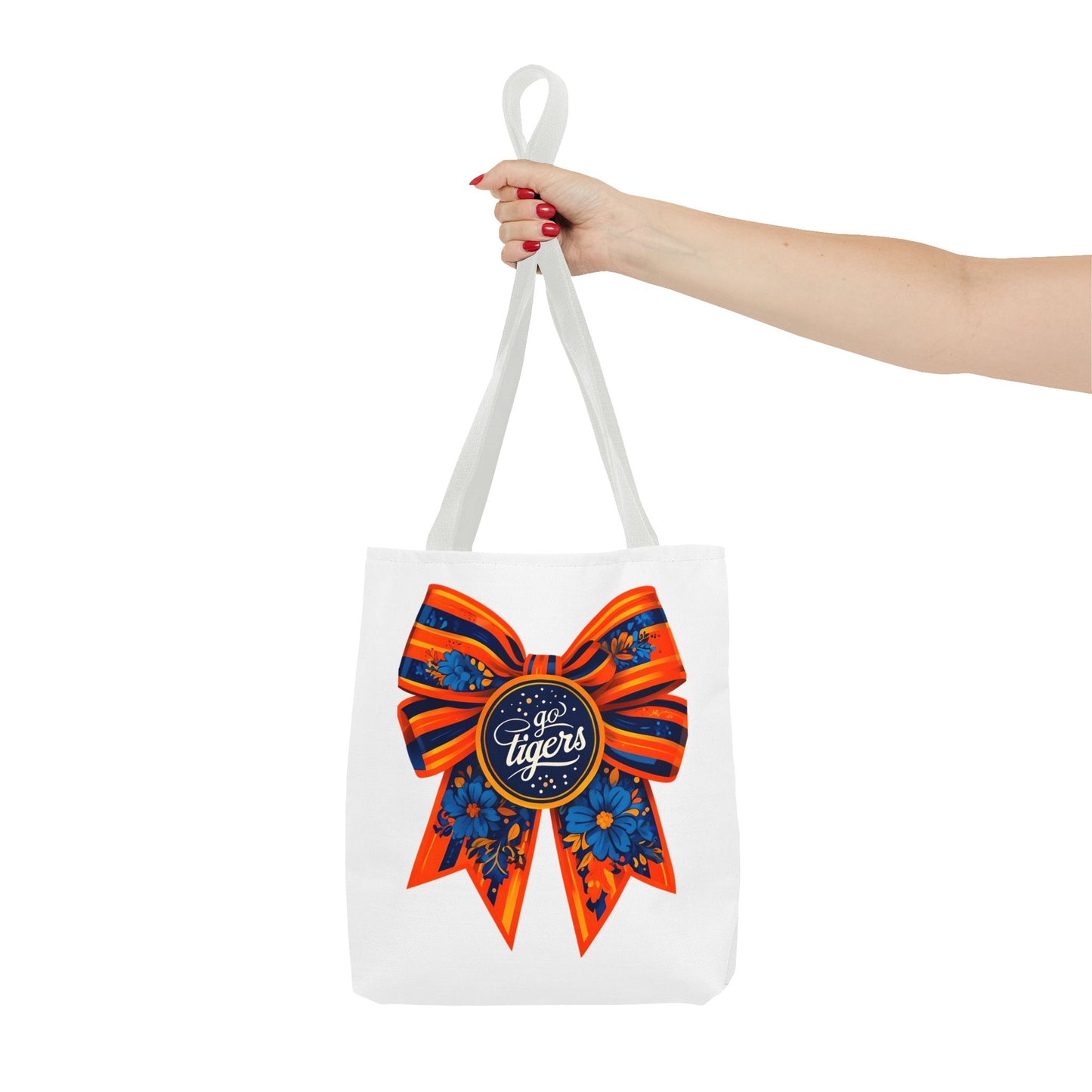 Cheerful Floral Tote Bag - Go Tigers, Sports Fan Gift, Custom Tote, Floral Design, Game Day Bag, Personalized Shopping Bag