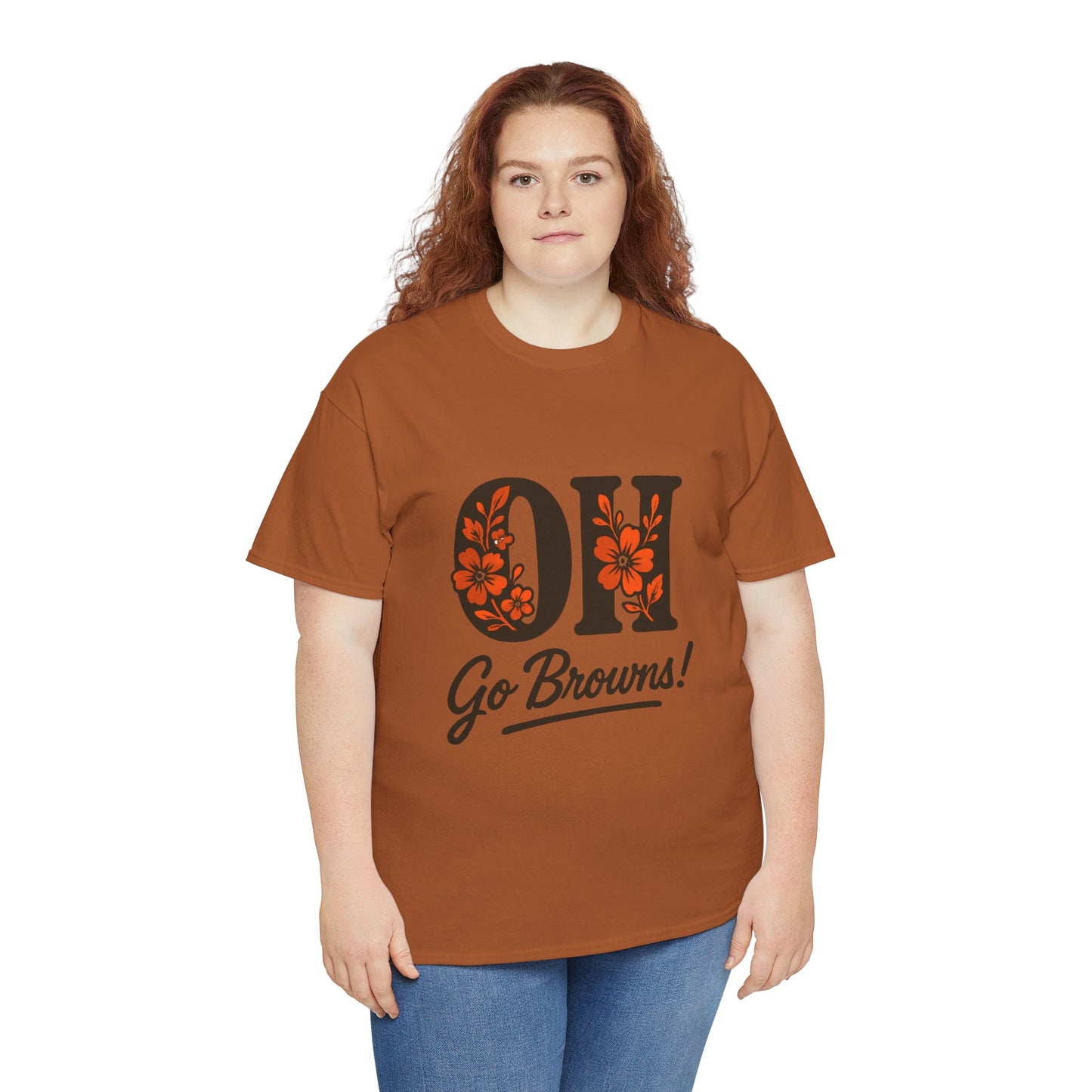 OH Go Browns Floral Unisex Tee, Fan Apparel, Game Day Shirt, Casual Wear, Gift for Sports Lovers