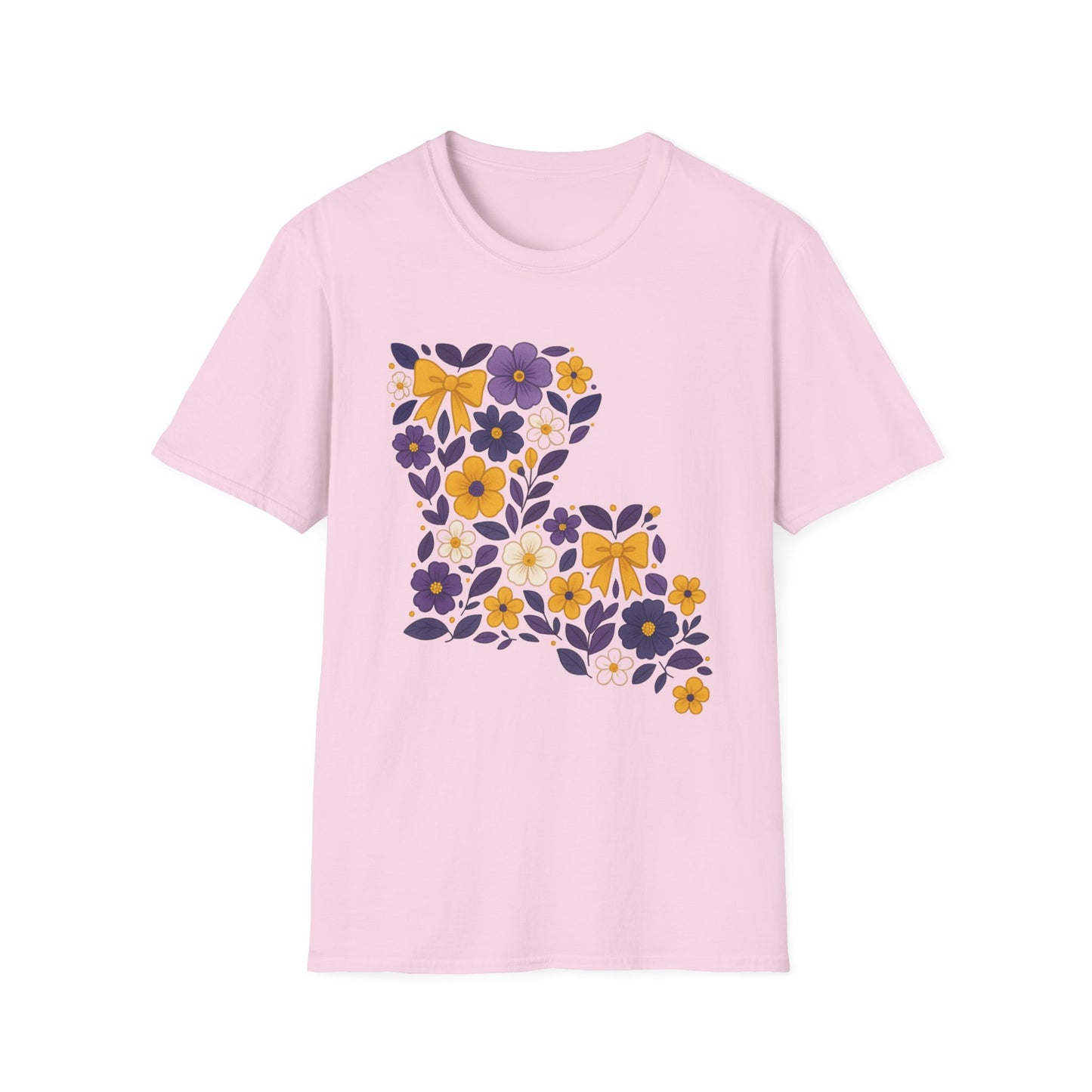 Louisiana Floral Graphic Tee, Casual Unisex T-Shirt, Spring Fashion, Gift for Nature Lovers, Summer Outfit, Southern Pride