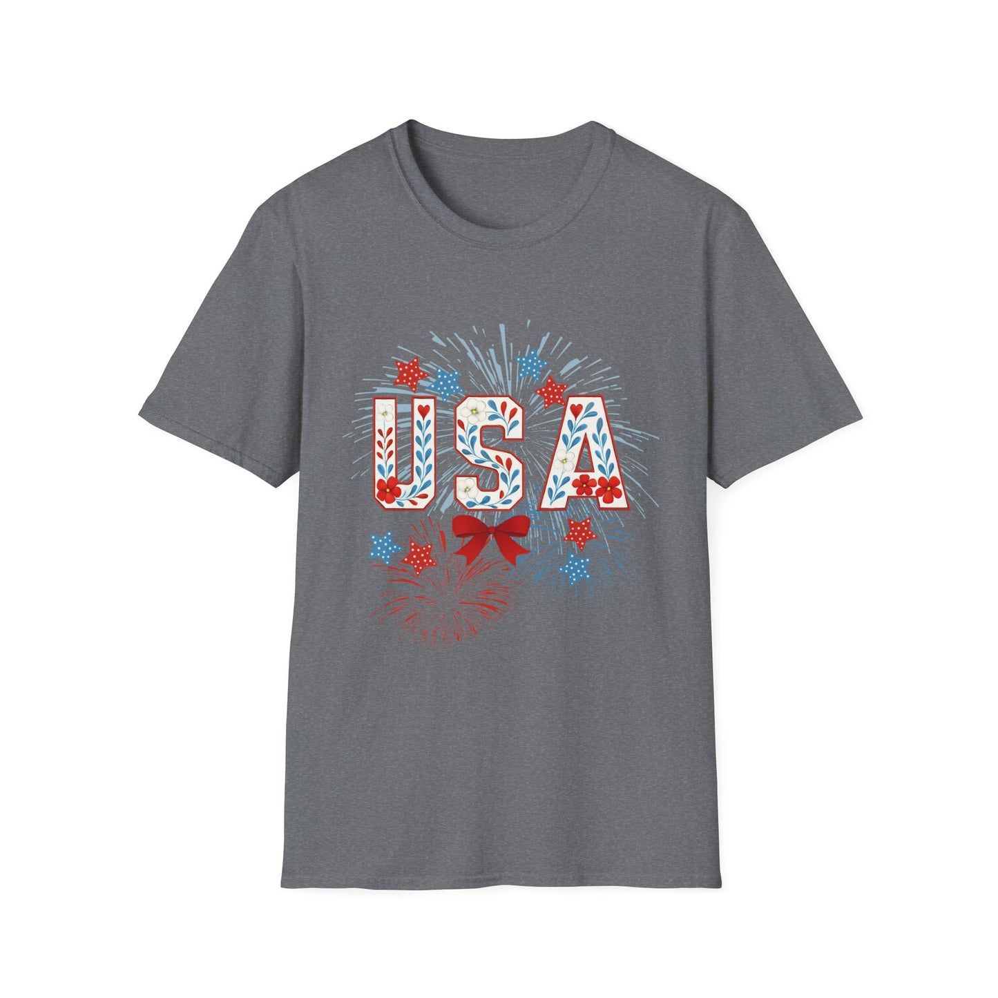 Patriotic USA Fireworks T-Shirt, 4th of July Tee, Unisex Graphic Shirt, Independence Day Apparel, Stars and Stripes Clothing