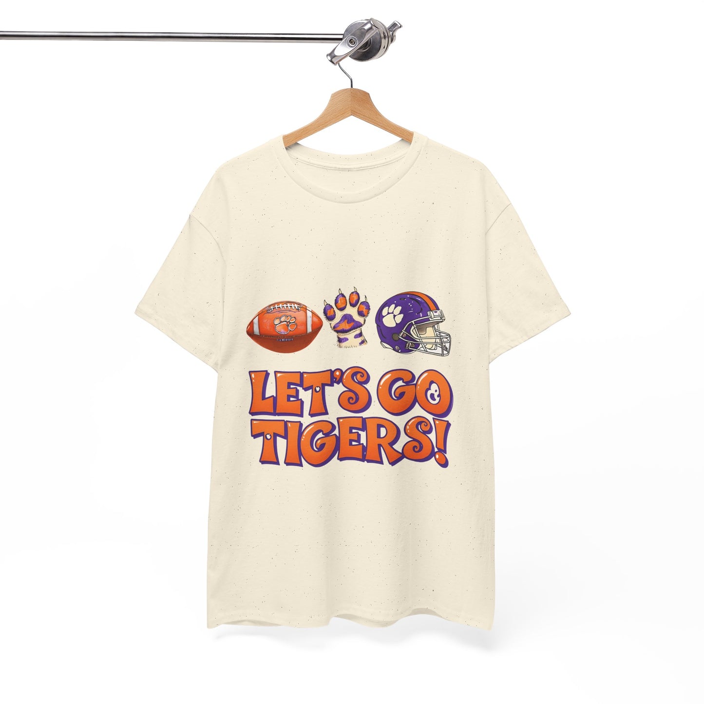 Unisex Heavy Cotton Tee - Let's Go Tigers! Sports Fan Tee, Game Day Shirt, Tailgate Apparel, Team Pride Top, College Football Gear