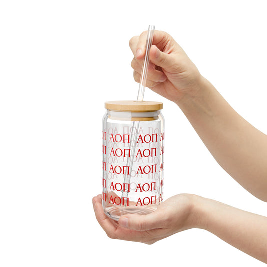 AOPI Personalized Sipper Glass, 16oz - Ideal Gift for Graduates, Eco-Friendly Drinkware for Parties, Outdoor Events, Sorority Celebrations