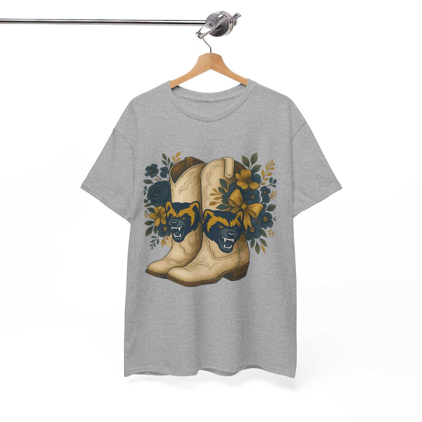 Graphic Tee - Michigan Wolverines Maize and Blue Country Chic Floral Cowboy Boots Vintage Style Shirt