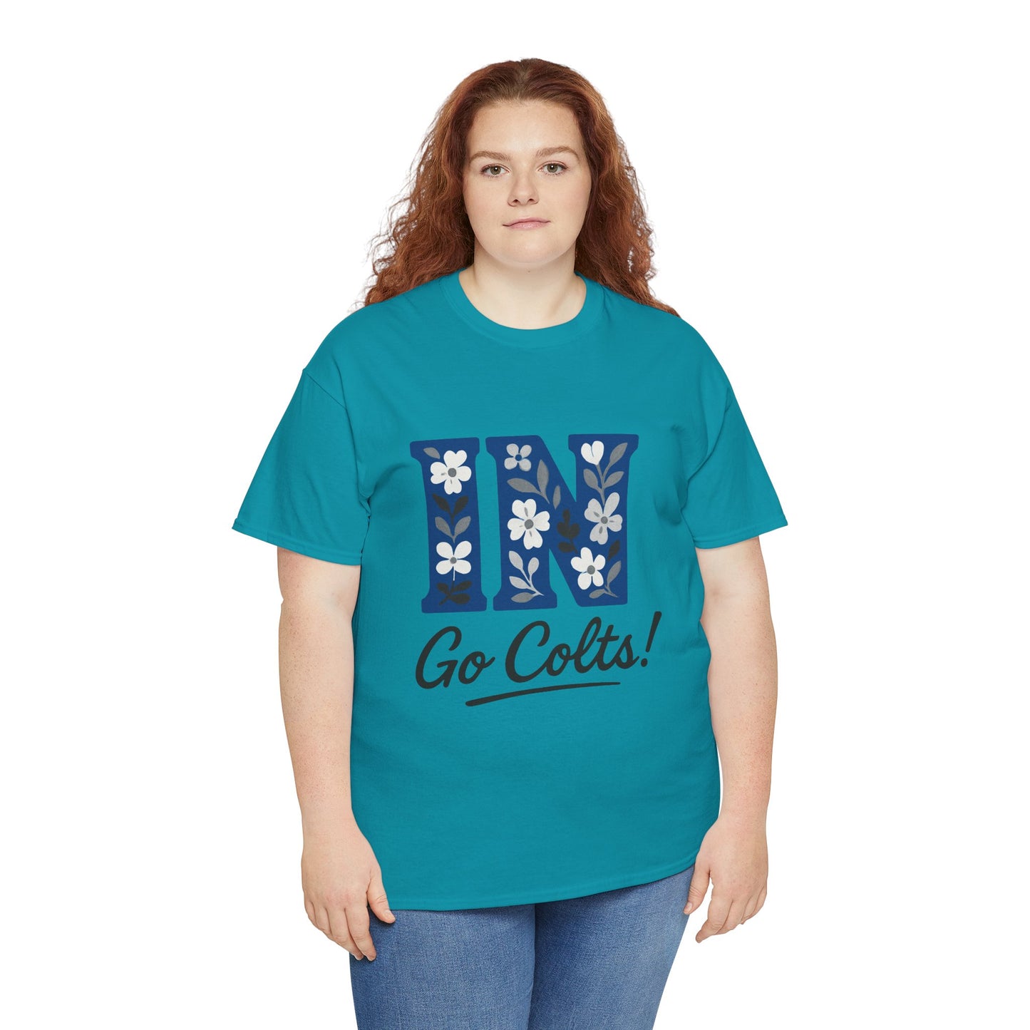 Floral Colts Tee | Unisex Heavy Cotton Tee for Sports Fans, Indiana Pride