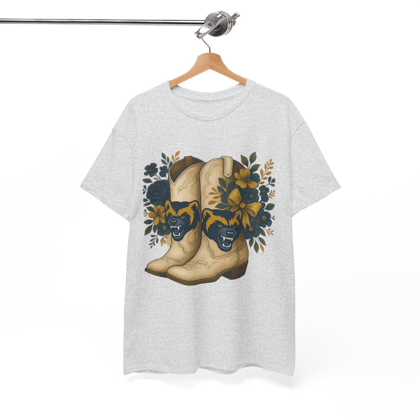 Graphic Tee - Michigan Wolverines Maize and Blue Country Chic Floral Cowboy Boots Vintage Style Shirt