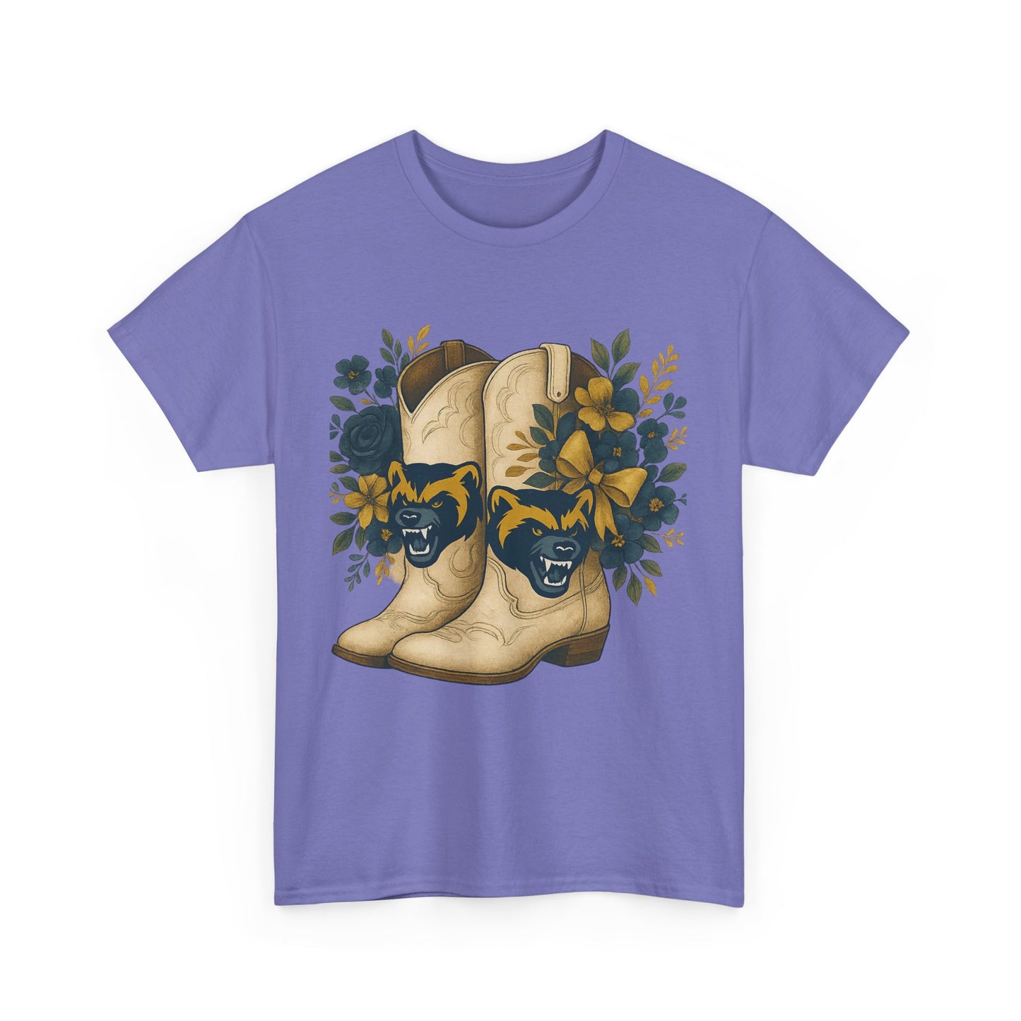 Graphic Tee - Michigan Wolverines Maize and Blue Country Chic Floral Cowboy Boots Vintage Style Shirt