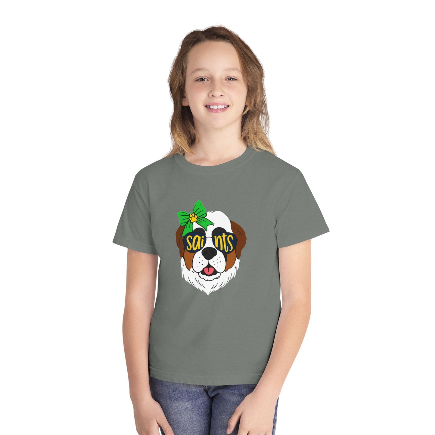 Saints Dog Youth Tee, Cute Puppy T-Shirt, Pet Lover Gift, Casual Wear, Birthday, Family Reunion, Dog Show