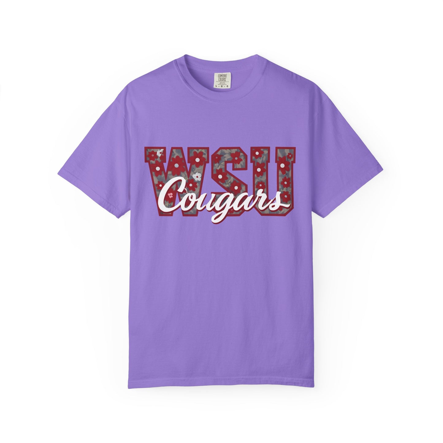 Garment-Dyed T-Shirt with WSU Cougars Design, Casual Wear, College Apparel, Sports Fan Gear, Comfortable Lifestyle Top, WSU Cougars